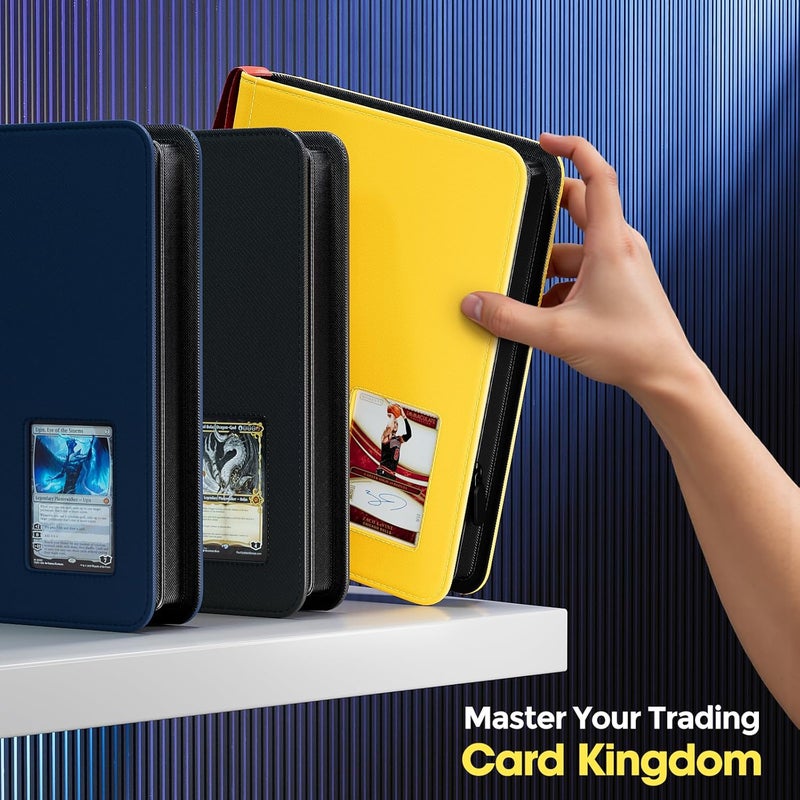 Procase 4 Pocket Top Loader Binder, Holding 144 Cards in 3"x4" Toploaders, Side Loading Small Book Folder with Clear Window for Pokemon, Trading, Sports Cards Collection TCG, MTG -Yellow - Image 5
